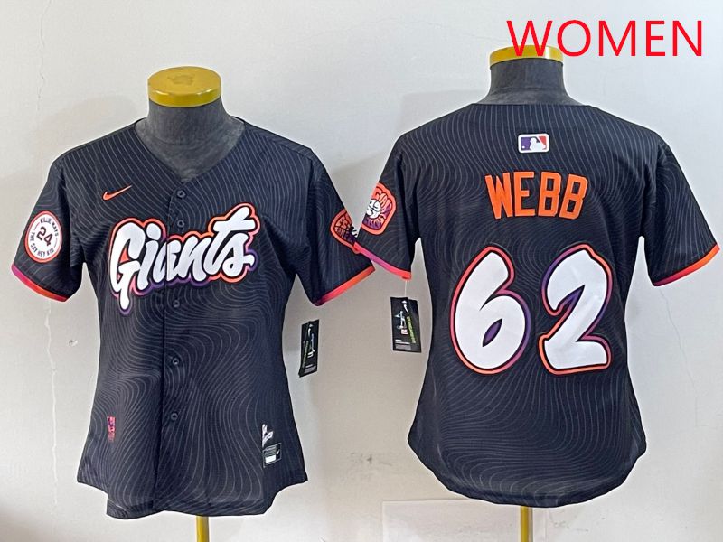 Women San Francisco Giants 62 Webb Black Joint Name Nike 2025 MLB Jersey style 2